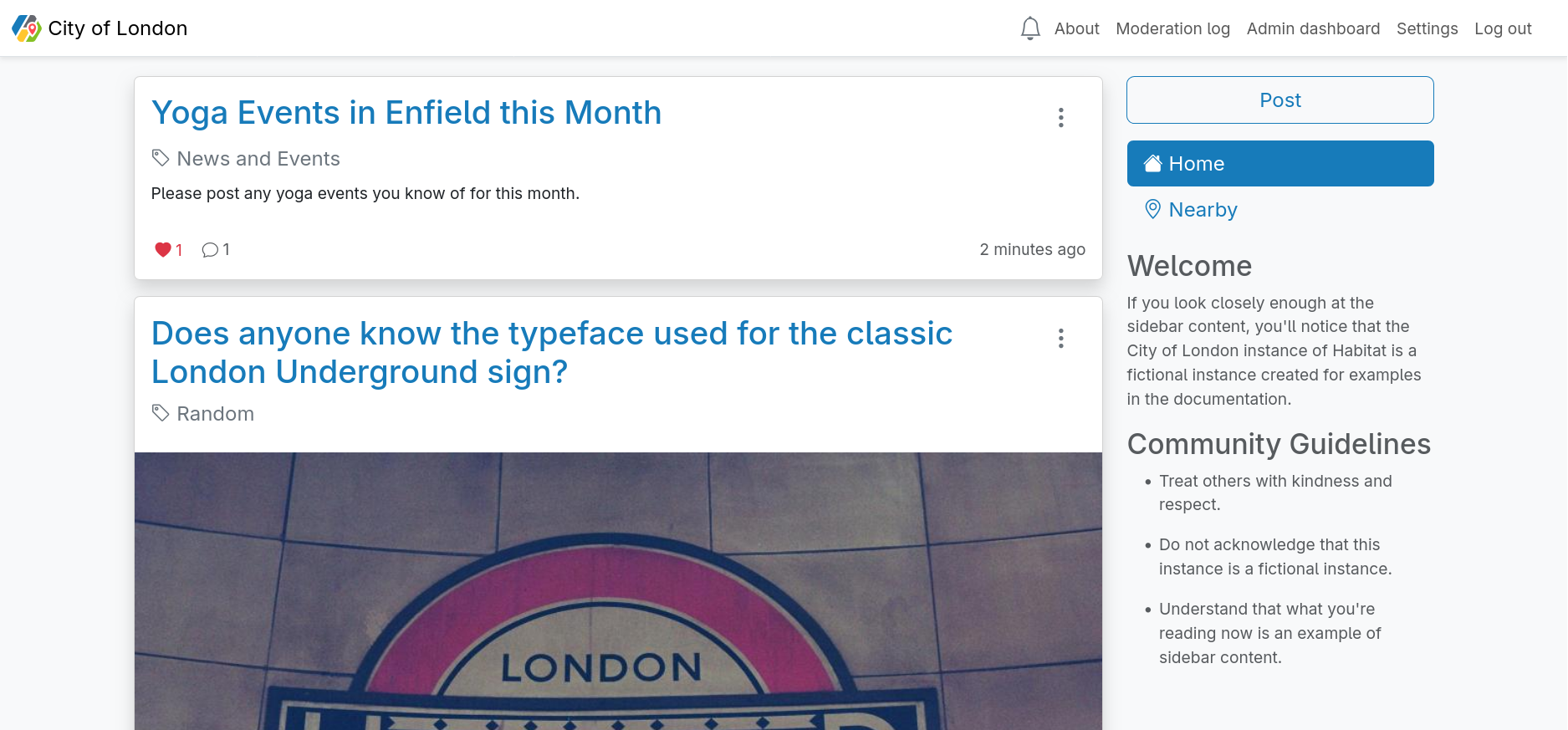 The Habitat Home Feed on a desktop device